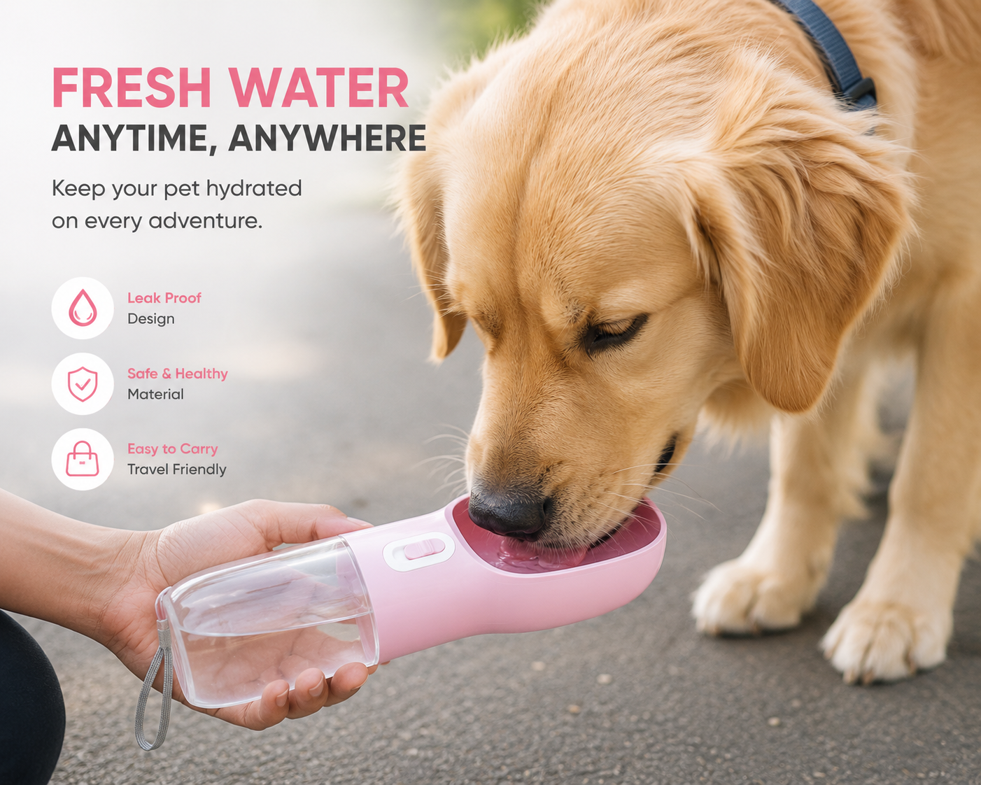 Portable 2-in-1 Pet Water Bottle & Food Container